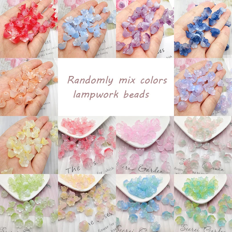 30 Piece Colorful Flower Shape Glass Beads for DIY Jewelry Making and Handmade Accessories