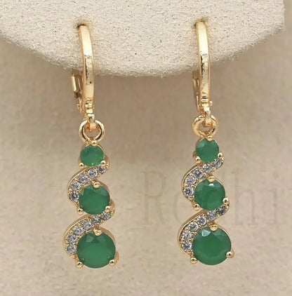 Classic Trend Earrings Gold Color Filled Zircon Dangle Jewelry Z794-4