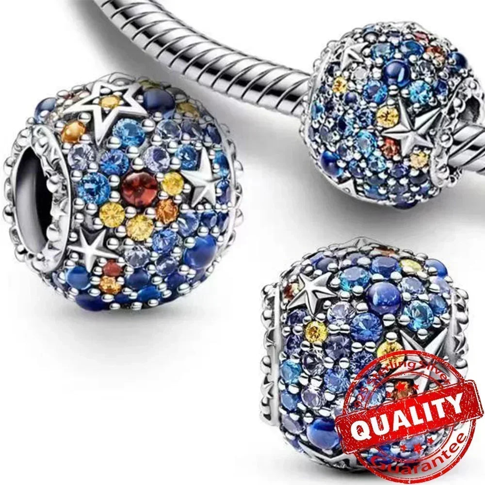 925 Sterling Silver Heart Blooming Rose Full Diamond Zircon Charms Pendant Beads for Bracelets and Necklaces