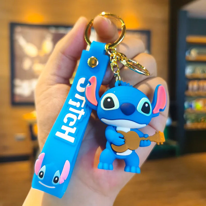 Kawaii Anime Disney Keychain Set Featuring Mickey Mouse, Minnie, Lilo & Stitch