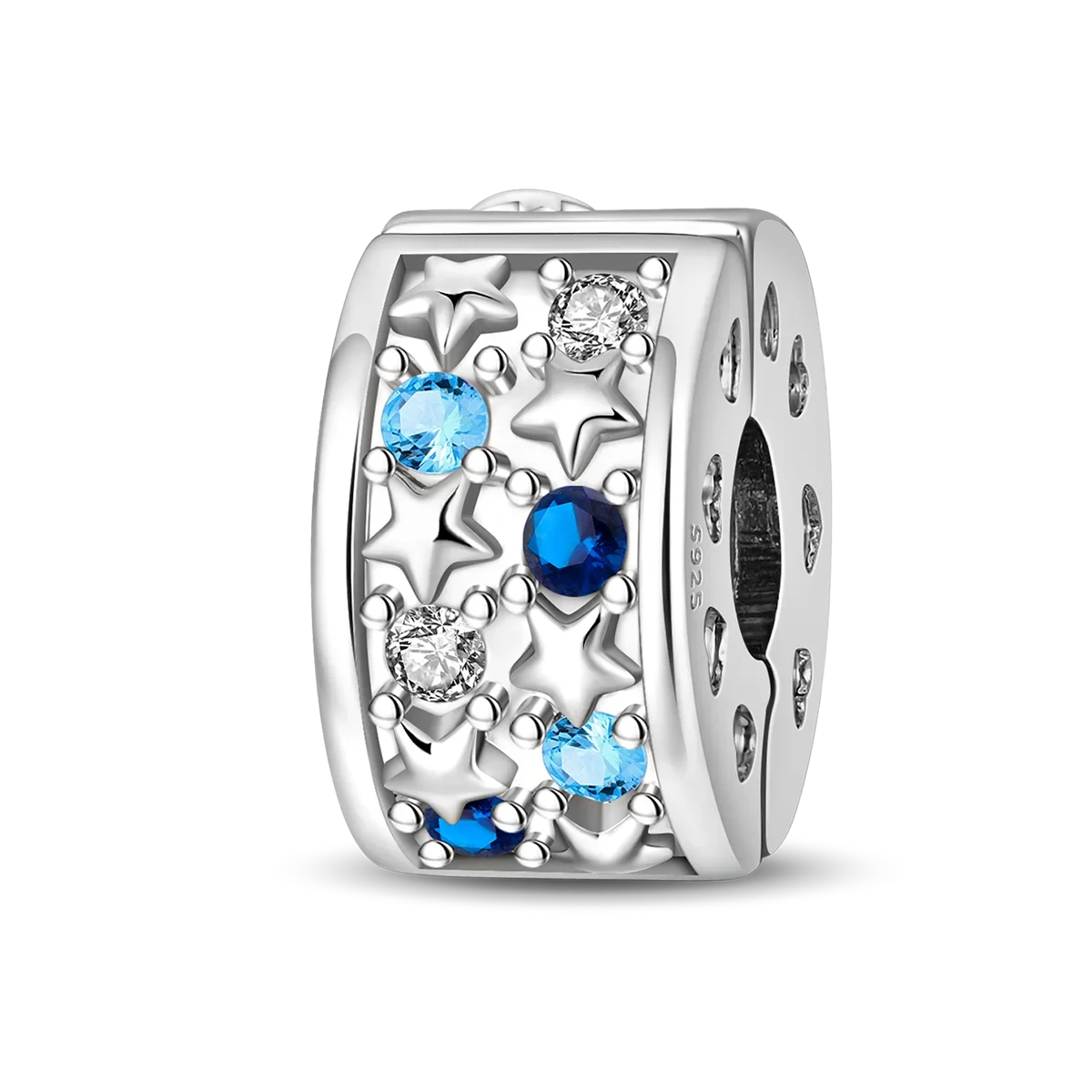 925 Sterling Silver Colorful Butterfly Star Moon Flower Beads Clip Charm for DIY Bracelets Fine Jewelry