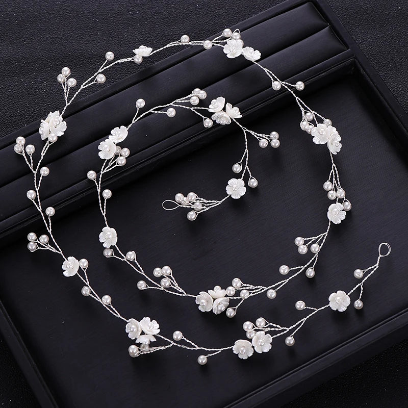 Elegant Pearl Flower Hair Vine for Bridal and Party Glam
