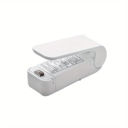 Mini Sealing Machine: Portable Plastic Snacks Sealer Artifact WHITE