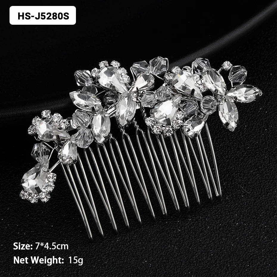 Efily Classic Silver Wedding Hair Combs - Crystal Rhinestone Bridal Accessories HS-J5280S Hair Combs