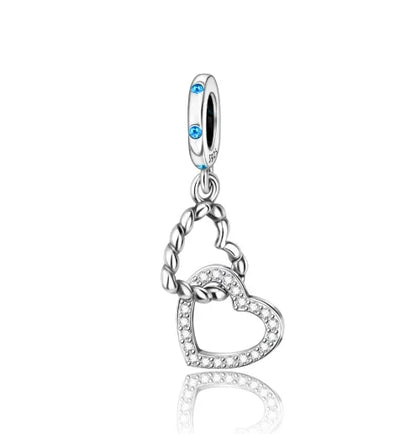 925 Sterling Silver Heart Wings Infinity Charm Gift Box Compatible with Pendant Bracelet Necklace for Ladies DIY Fine Jewelry