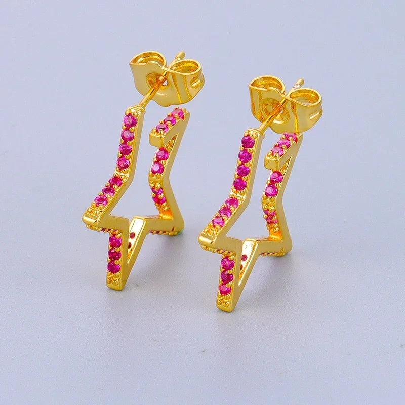 Crmya Gold-Color Cubic Zirconia Hoop Earrings Set for Women Fashion Jewelry 2023