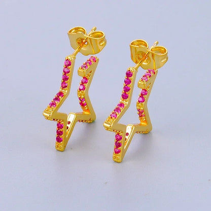 Crmya Gold-Color Cubic Zirconia Hoop Earrings Set for Women Fashion Jewelry 2023
