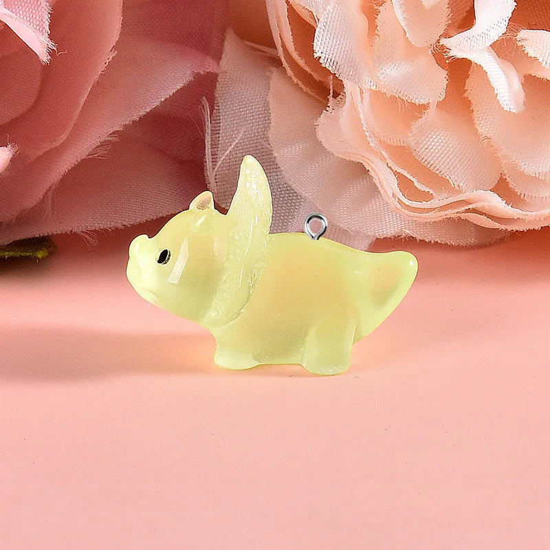 Luminous 3D Dinosaur Charms Resin Pendants for DIY Jewelry Making