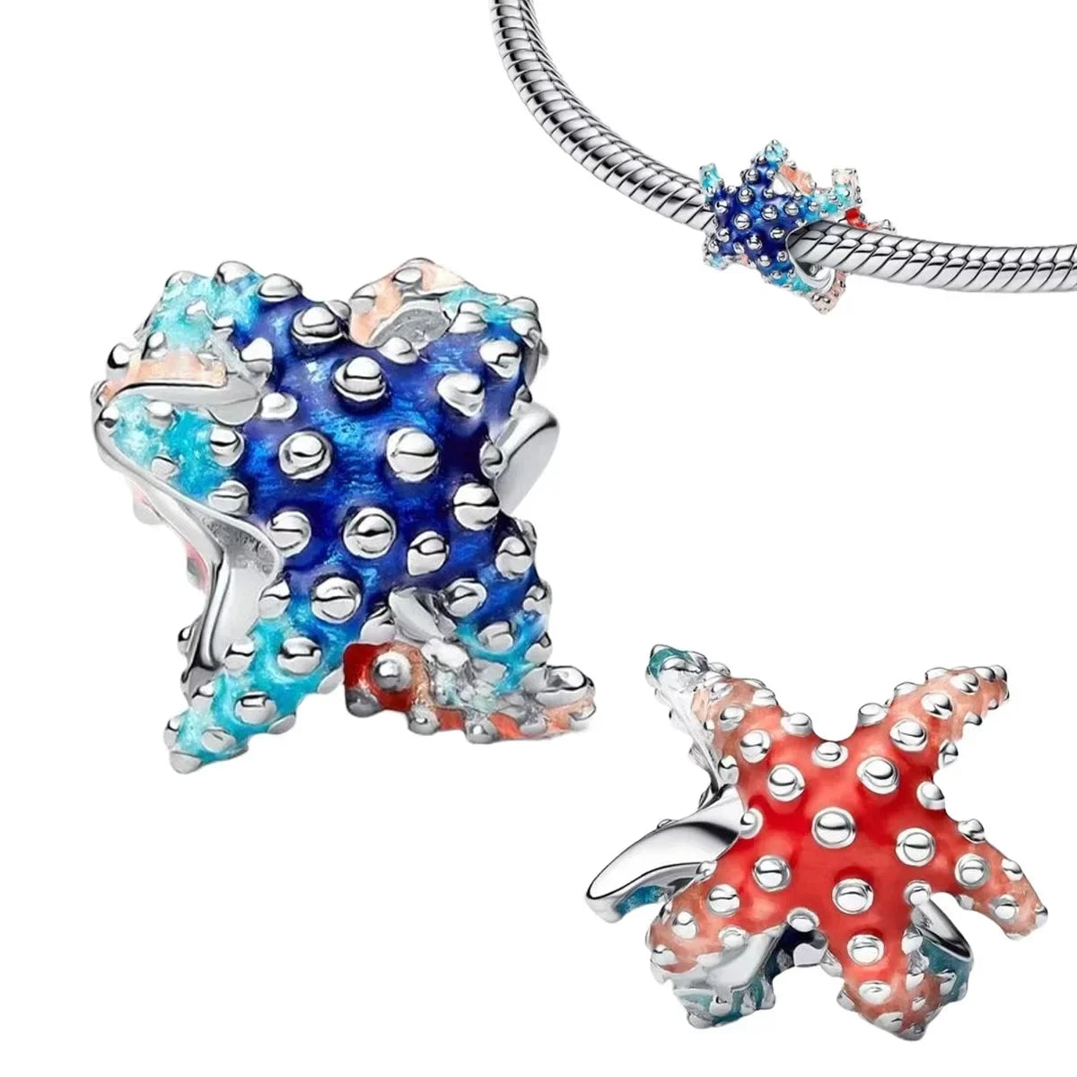 Sterling Silver 925 Skiing Penguin Charm with Geometric Snowflake Beads for Bracelets and Necklaces DIY Jewelry Gift