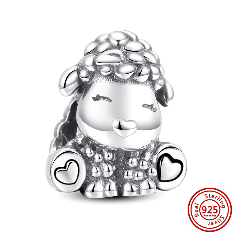 Silver Animal Hearts Infinity Crown Bead Charms Bracelet for Women 925 Sterling Silver Jewelry Y230