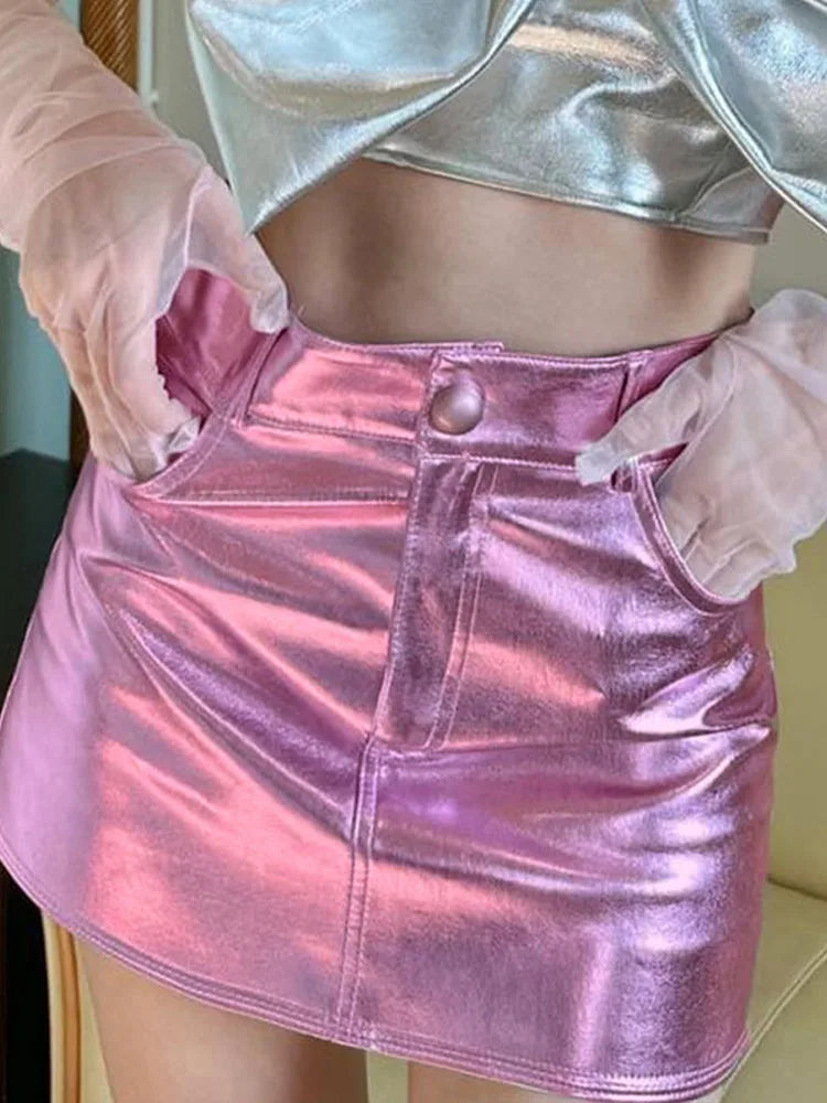 Women High Waist Slim Fit Mini Skirt Coated Versatile
