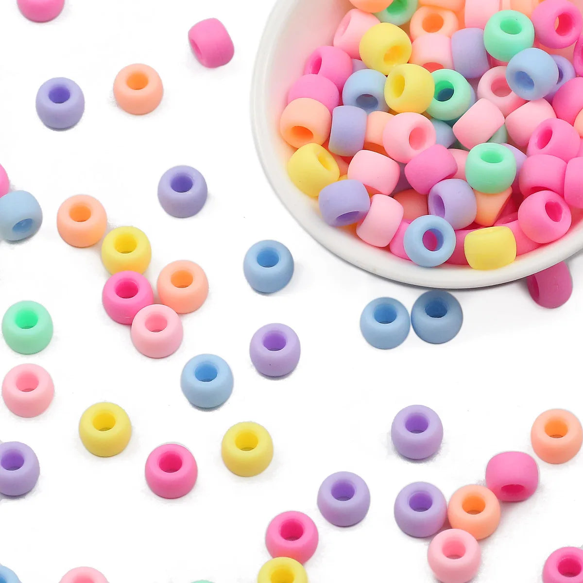 200 Pieces Colorful Silicone Acrylic Large Hole Loose Beads for DIY Bracelet Necklace and Hair Accessories