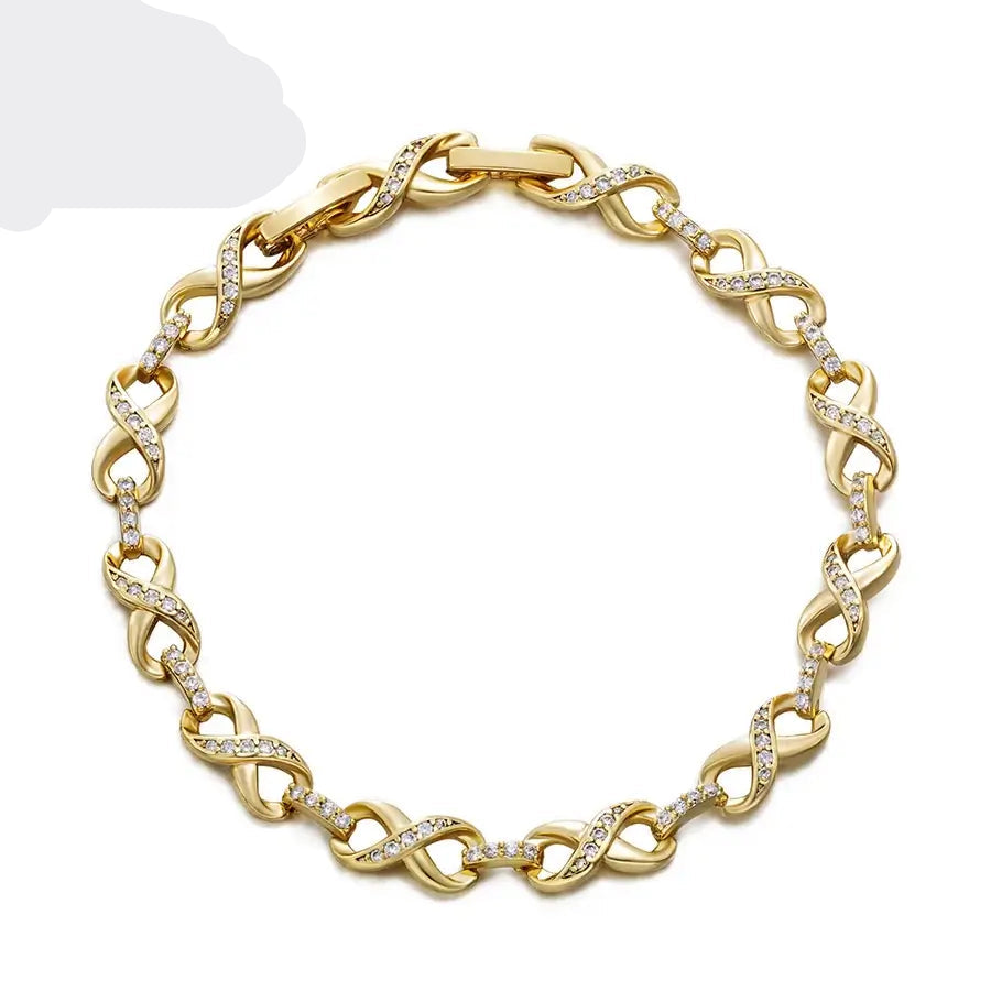 Xuping Jewelry Romantic Gold Charm Bracelet 19cm Light Yellow Gold Color 17-19cm WHITE