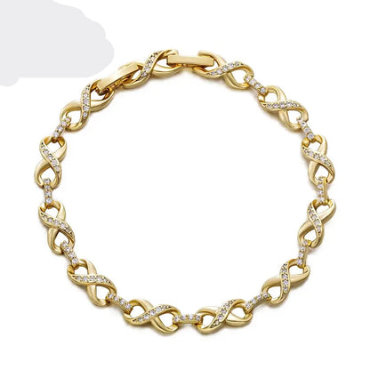 Xuping Jewelry Romantic Gold Charm Bracelet 19cm Light Yellow Gold Color 17-19cm WHITE