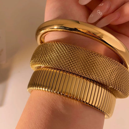 Vintage Punk Stainless Steel Mesh Cuff Bracelet for Women and Men