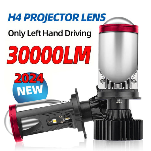 High-Performance H4 LED Projector Lens Headlight Bulb Kit 6000K for Motorcycles and Cars