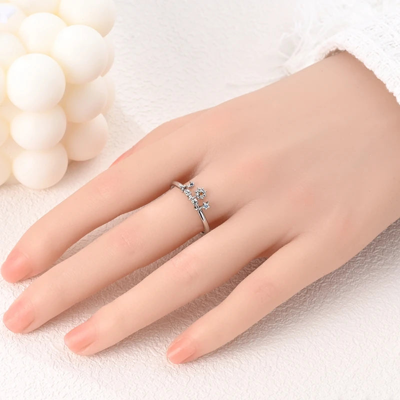 Elegant 925 Sterling Silver Heart Zircon Ring for Women Starmoon Design Engagement or Wedding Gift SER205