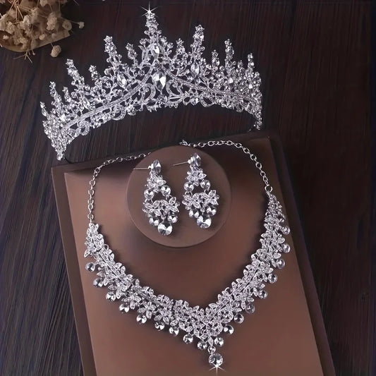 Luxury Bridal Crystal Crown & Earring Set - Top-Rated Rhinestone Hair Accessories Silver 1