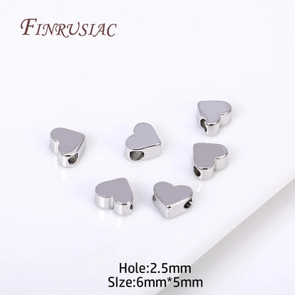 18K Gold Plated Heart Spacer Beads for DIY Jewelry Making Accessories 6x5MM with 2.5MM Hole Size