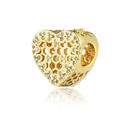 Sparkling Intertwined Love Hearts Charm Beads for 925 Sterling Silver Bracelet