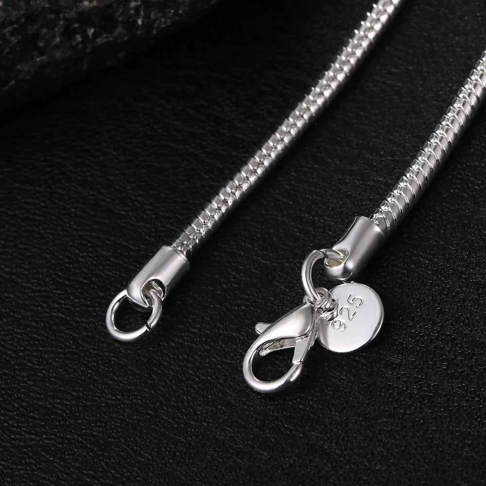 Silver Snake Chain Necklace 1MM 2MM 3MM - Adjustable 45-60cm Length