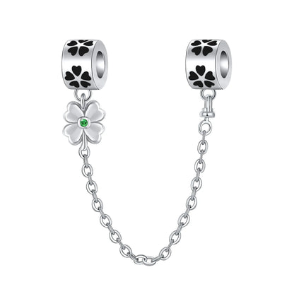 925 Sterling Silver Clover Daisy Star Moon Pavé Safety Chain Bow Necklace and Bracelet Set Luxury Fine Jewelry for Women