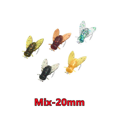 New 50-10PCS Mini Bionic Fly Fishing Bait For Salmon Trout Red-16mm