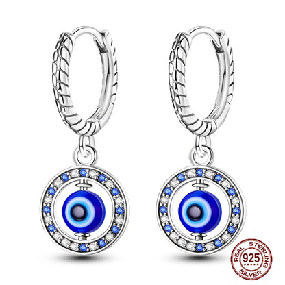 Blue Zircon 925 Sterling Silver Hoop Earrings Star Moon Butterfly Jewelry LTE239