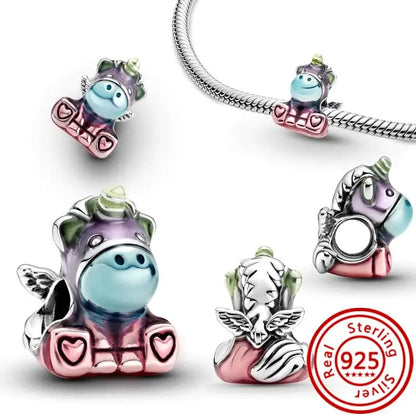 Sterling Silver Animal Charm Beads for Bracelets Featuring Unicorns, Squirrels, Elephants, Owls, Cats, Dogs, Lions, Bears and Rabbits Y369