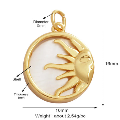 Gold-Plated Celestial Moon Star Charm Pendant with Cubic Zirconia for Jewelry Making