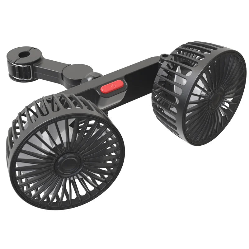 Car Seat Back Cooling Fan USB Charge Dual Head Fan 360 Rotation 1 set