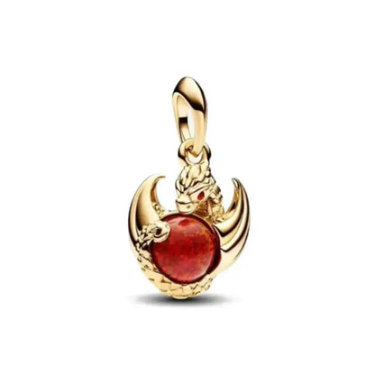 Gold Color Key Lock Cactus Pendant Bead for DIY European 925 Sterling Silver Bracelet and Necklace Jewelry for Women