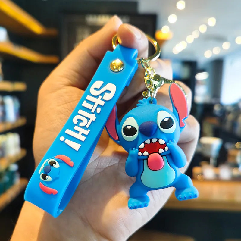 Kawaii Anime Disney Keychain Set Featuring Mickey Mouse, Minnie, Lilo & Stitch