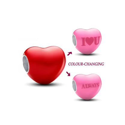 Family Charm Pendant Pink Flower Heart Clover Dangle Bead for 925 Silver Bracelets P2010