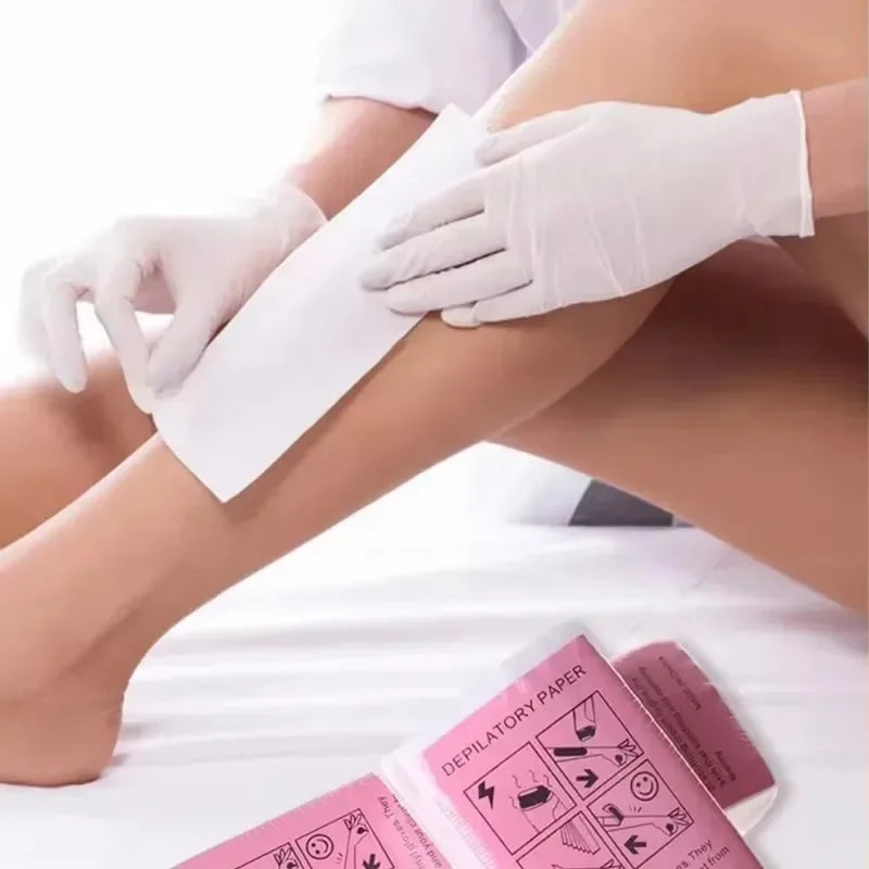 Premium Non-Woven Fabric Waxing Strips for Smooth Leg Hair Removal - Available in 20, 50, 100 Packs