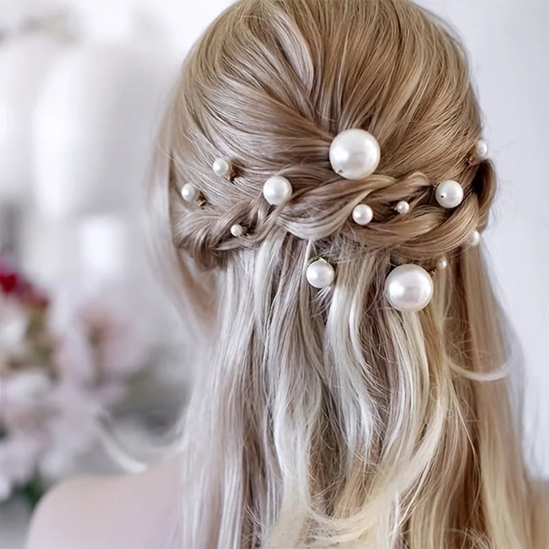 Elegant Pearl Hair Pins Set for Brides - 18 Pcs Bridal Hair Accessories with Fashionable Plant Design