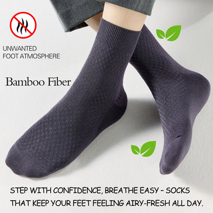Antibacterial Bamboo Mens Socks Mid Crew Seamless Comfort