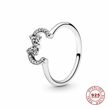 Hot Sale Original 925 Sterling Silver Tiara Heart Sparkling Wedding Ring for Women with Crystals PAR301
