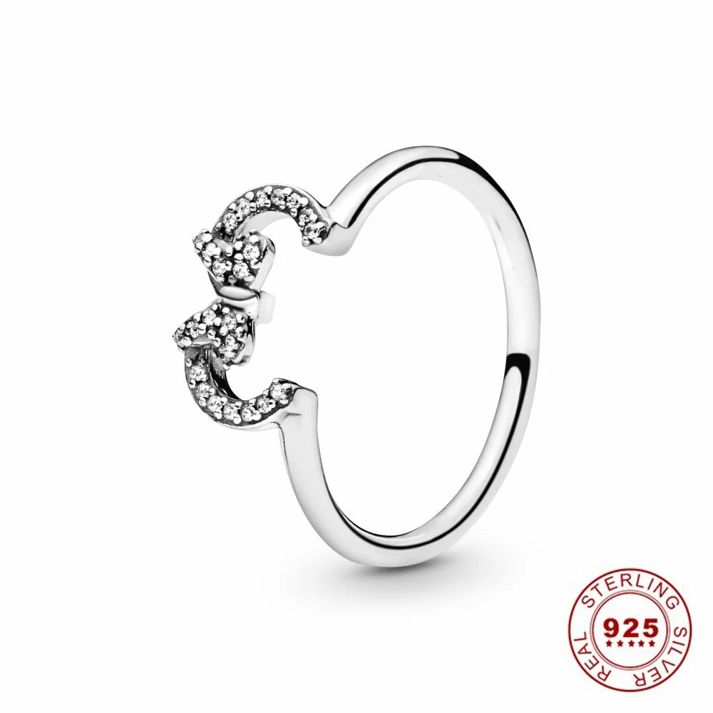 Hot Sale Original 925 Sterling Silver Tiara Heart Wedding Ring with Sun and Moon Design for Women PAR296