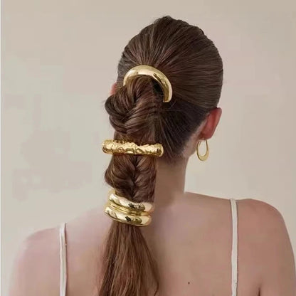 Trendy Geometric Double-Layer Metal Hair Bands for Women