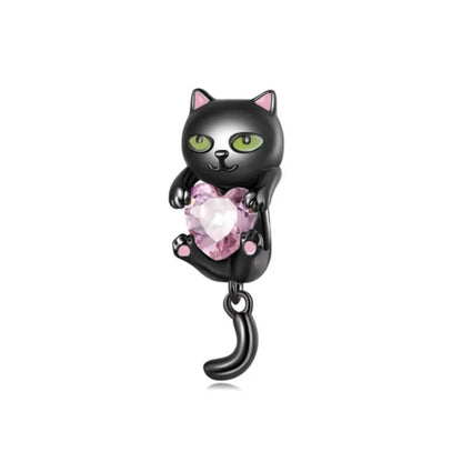 Exquisite 925 Silver Cat Claw Pendant Beads with Safety Chain for European Bracelets B3837