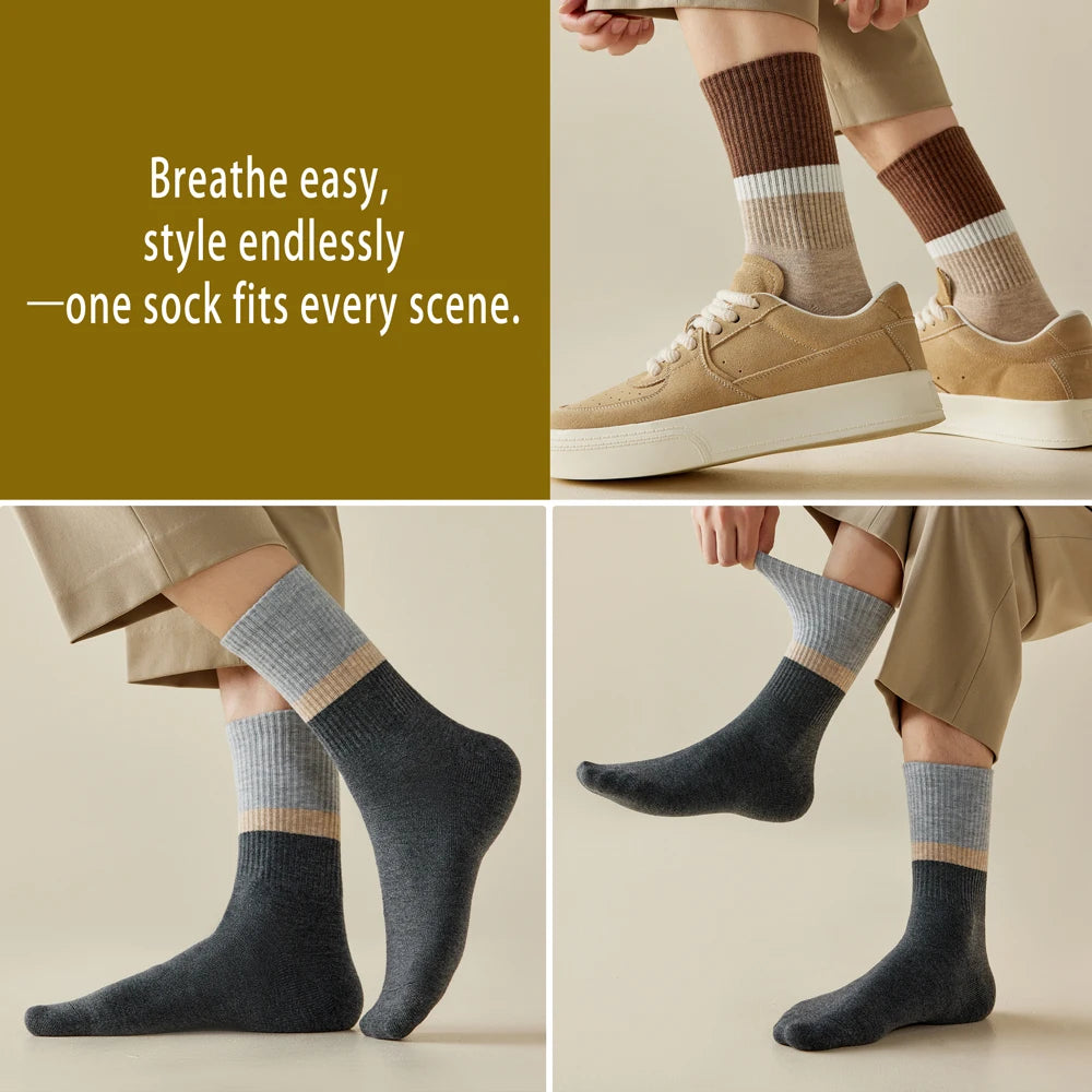 5 Pairs Antibacterial Thermal Wool Socks Men Thick Crew