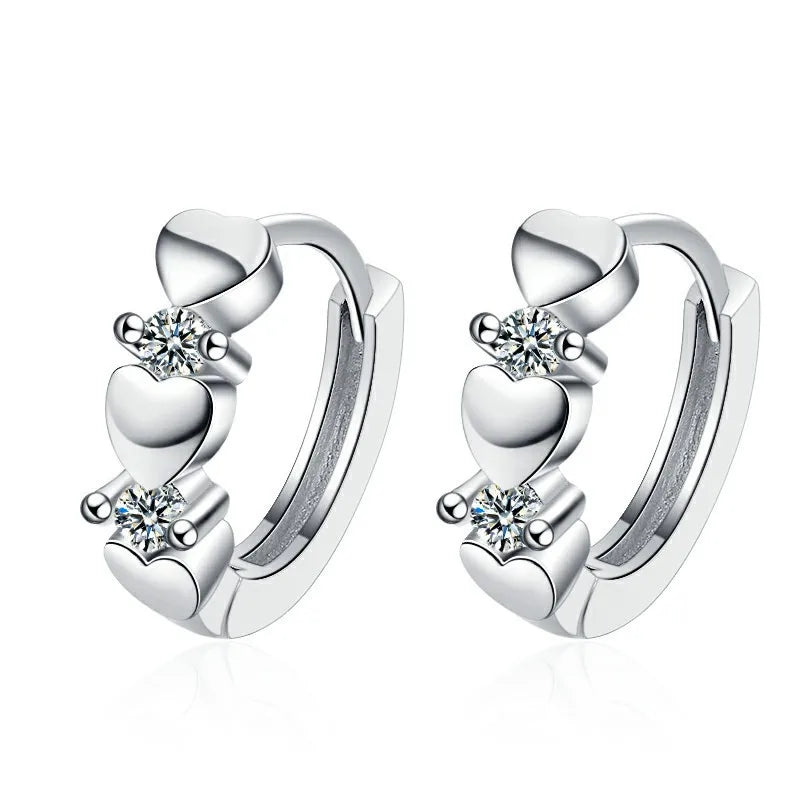 Sterling Silver CZ Crystal Plant Stud Earrings for Women and Teens