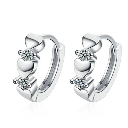 Sterling Silver CZ Crystal Plant Stud Earrings for Women and Teens