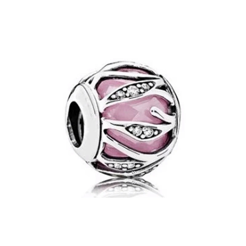 Pink Hot Air Balloon Daisy Murano Glass Charm for European Silver Bracelet SS1418