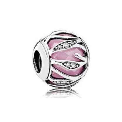 Pink Hot Air Balloon Daisy Murano Glass Charm for European Silver Bracelet SS1418