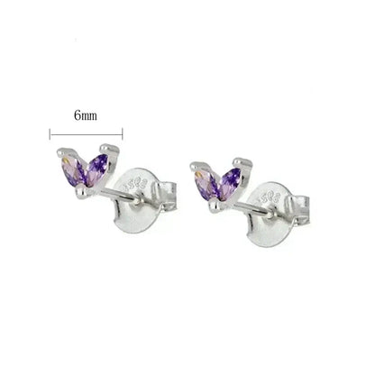 925 Sterling Silver Tiny Stud Earrings Colorful Crystal Luxury Jewelry LN0132-8