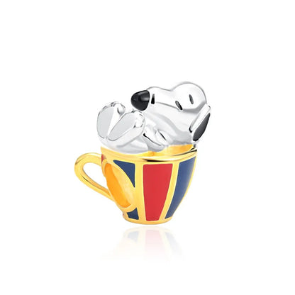 Elegant 925 Silver Cat Bear Ice Cream Pendant Bead for European Bracelet