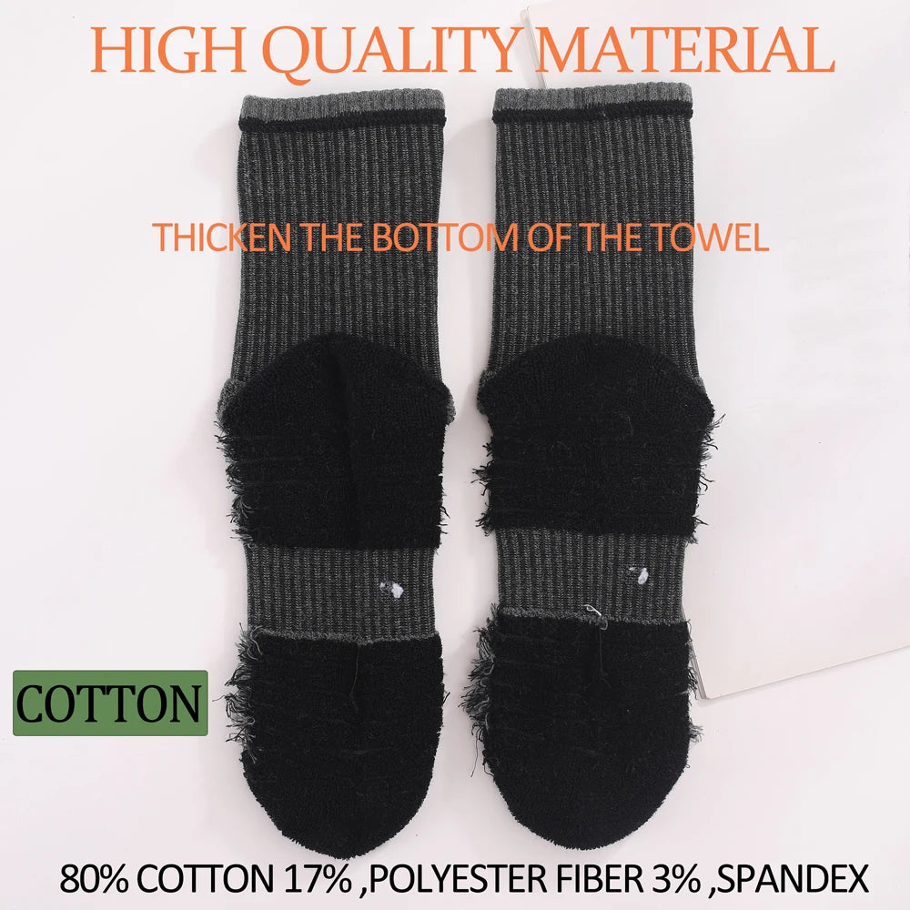 3 Pairs Heavy Duty Cotton Trekking Socks Men Non Slip