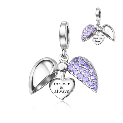 925 Sterling Silver Colorful Heart Charm Pendant for Women DIY Bracelets and Necklaces Fine Jewelry